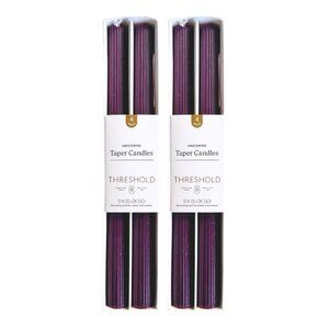 THRESHOLD Deep Purple Unscented Taper Candles Bundle - 8 Total NEW